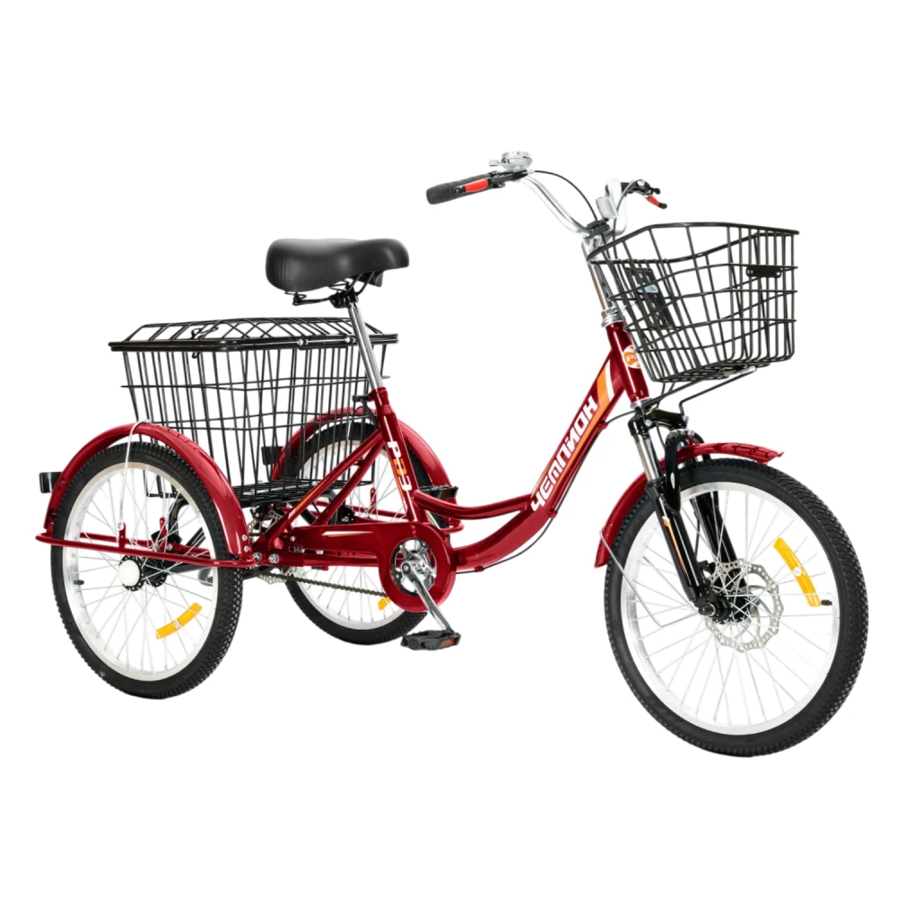 Трехколесный велосипед для взрослых РВЗ Чемпион 20" 1 скорость красный